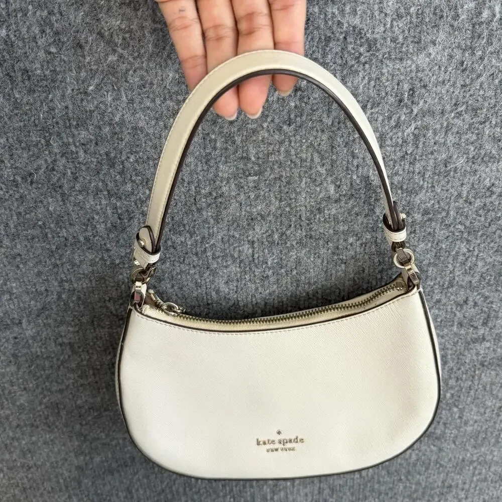 Kate Spade Paige Convertible Crossbody Shoulder Bag White Leather Minimalist